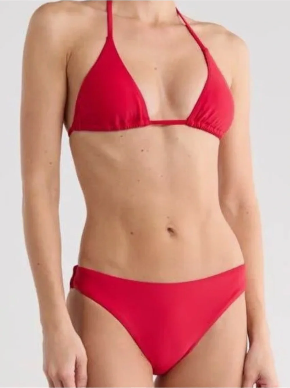 Vince Women's Triangle Bikini Top L and bottom XL in poppy red NWT